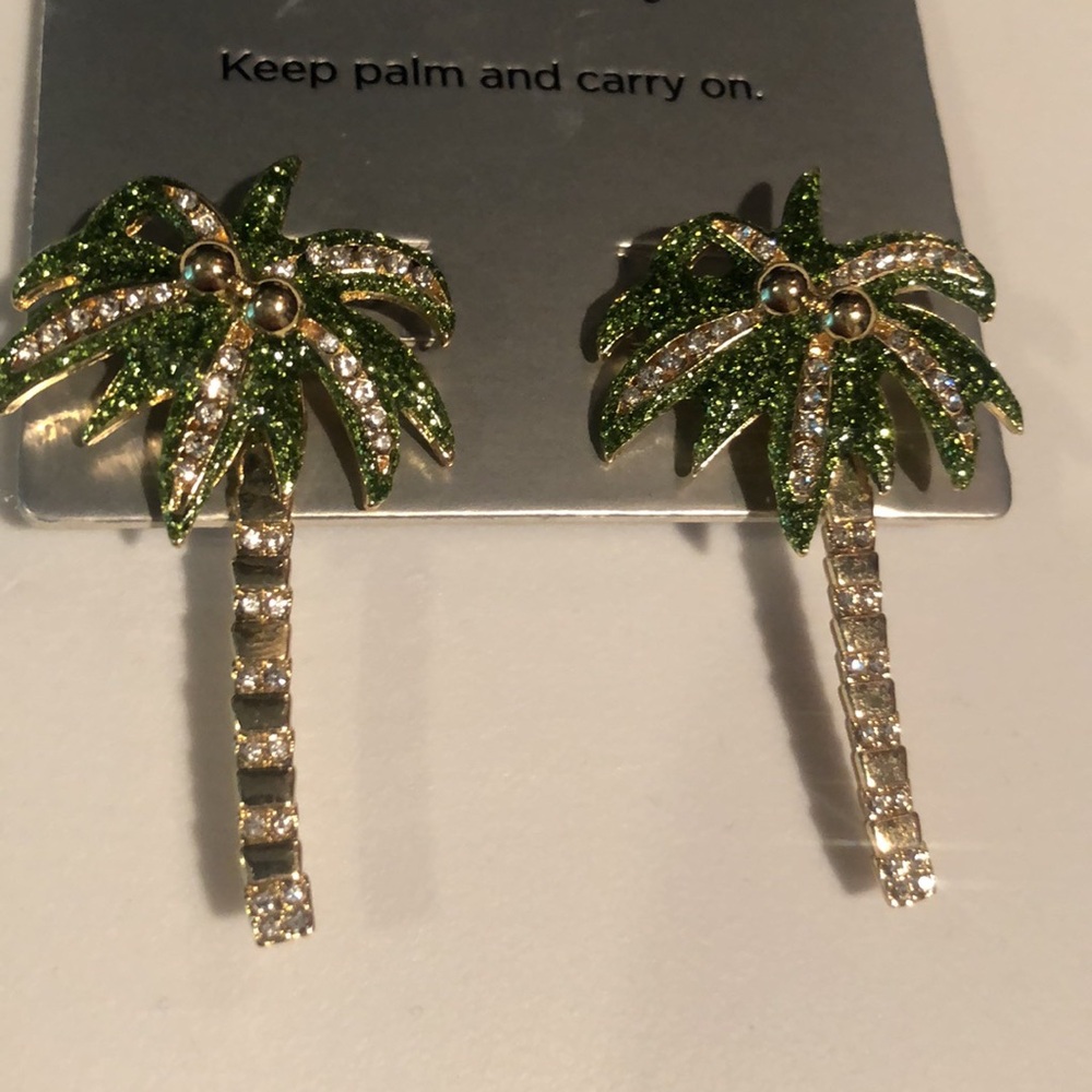 SUGARFIX by BaubleBar 'Seas The Day' Statement Earrings - Green nwt palm trees